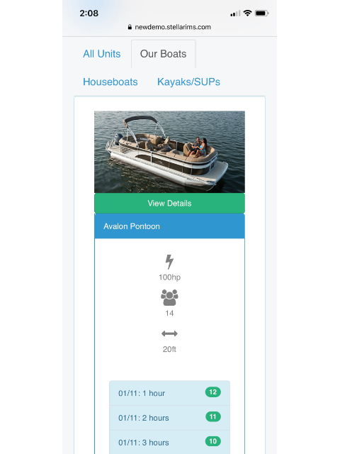 Mobile Boat Rental Booking Software Screen