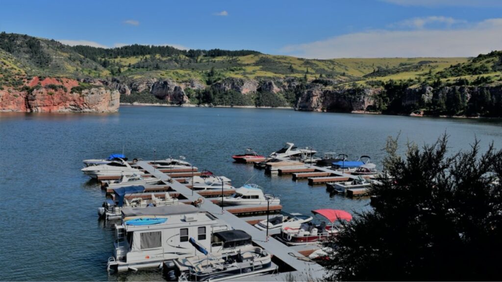 Boats Parked At Docks In Marina For Boat Rental Business