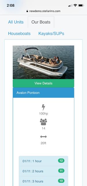 Mobile Boat Rental Booking Software Screen