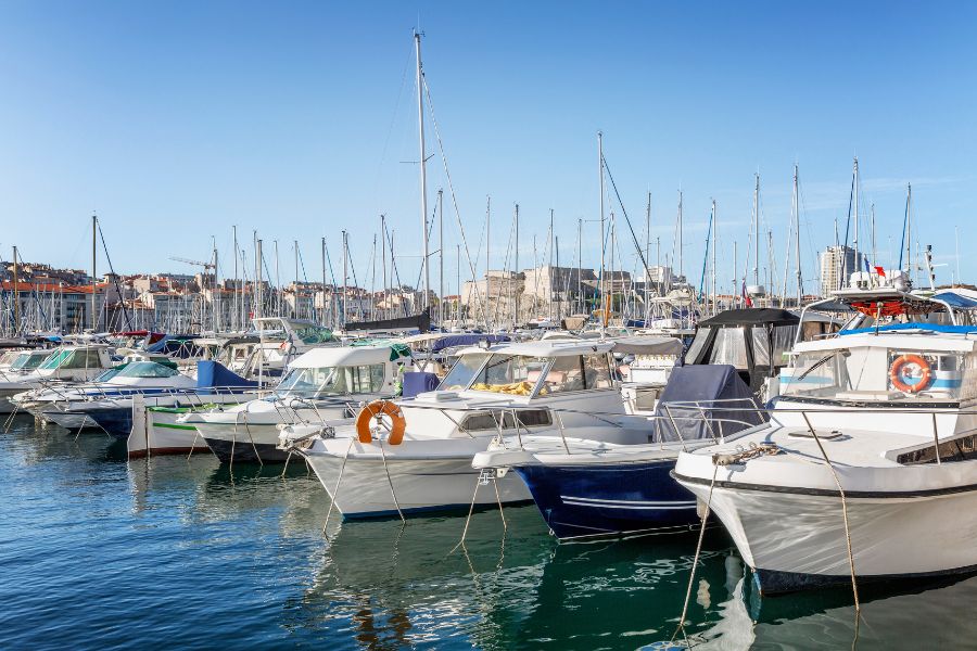 Group Of Boats In A Harbor