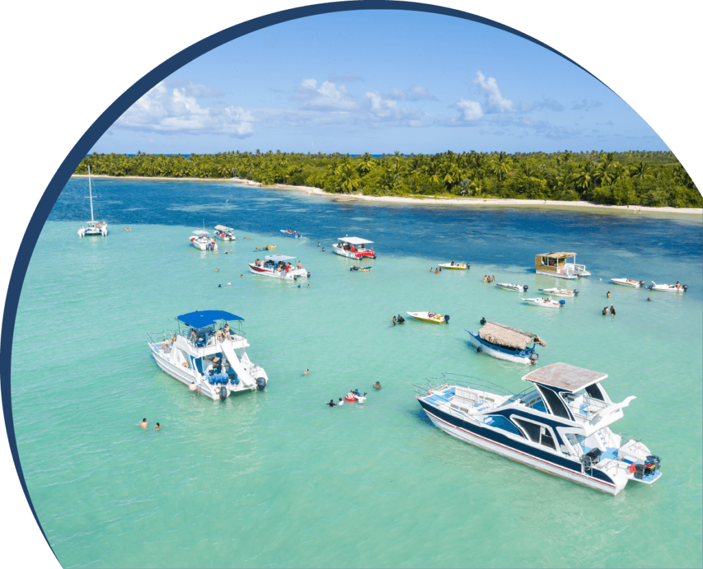Boats Anchored In Clear, Turquoise Water